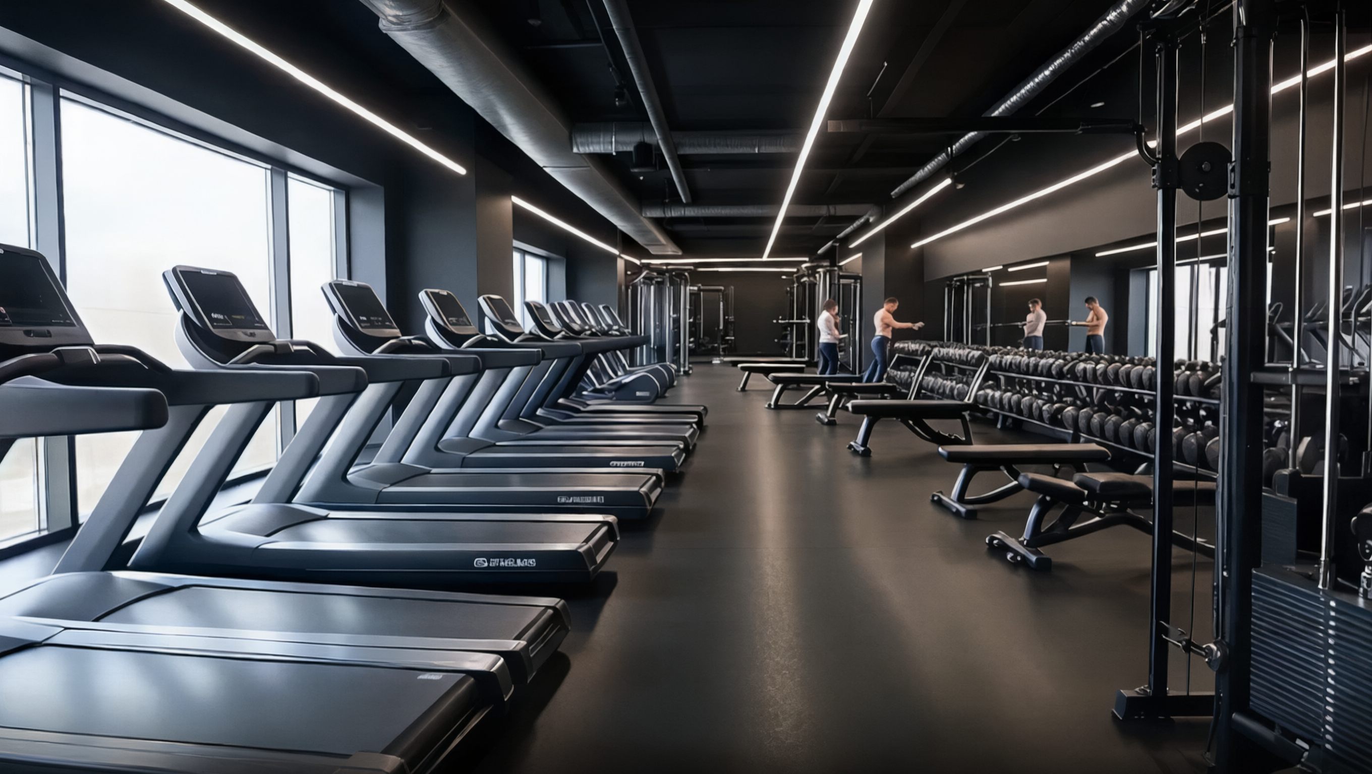 Espaço de academia preparado para treinos de força